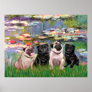 Affiches Pugs (Quatre) - Lilies2