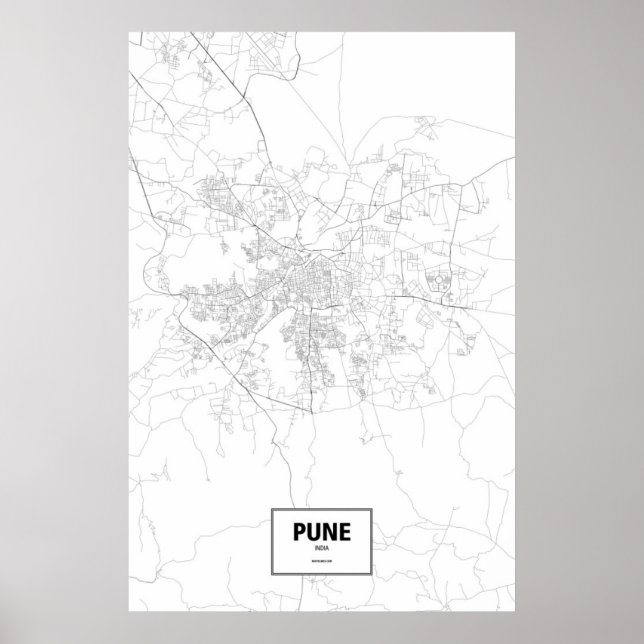 Affiches Pune, Inde (noir sur blanc) (Devant)