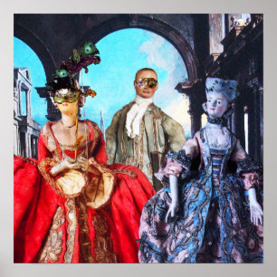 AFFICHES PUPPETTES ITALIENNES ANTIQUES FÊTE COSTUMÉE MASQUE