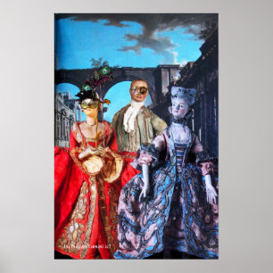 AFFICHES PUPPETTES ITALIENNES ANTIQUES FÊTE EN COSTUMES DE