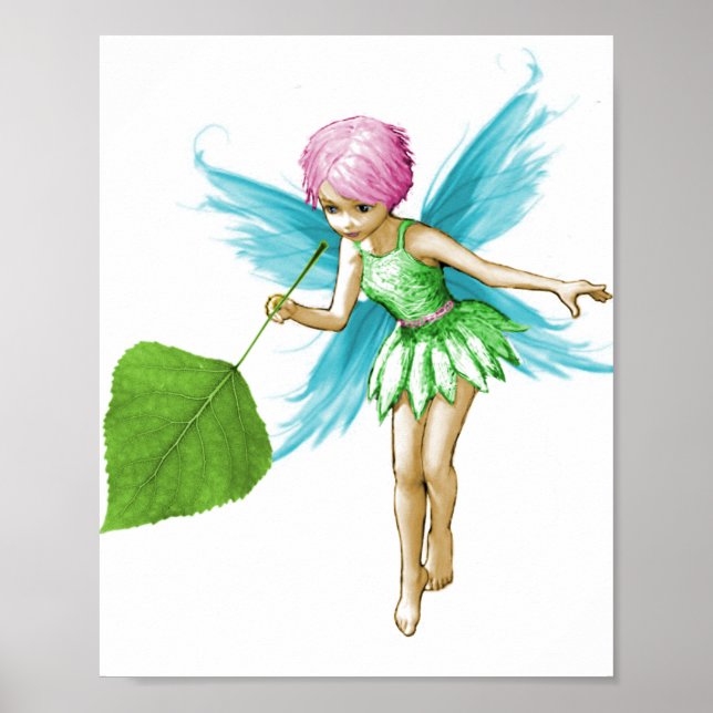 Affiches Quaking Aspen Tree Fairy Holding Leaf (Devant)