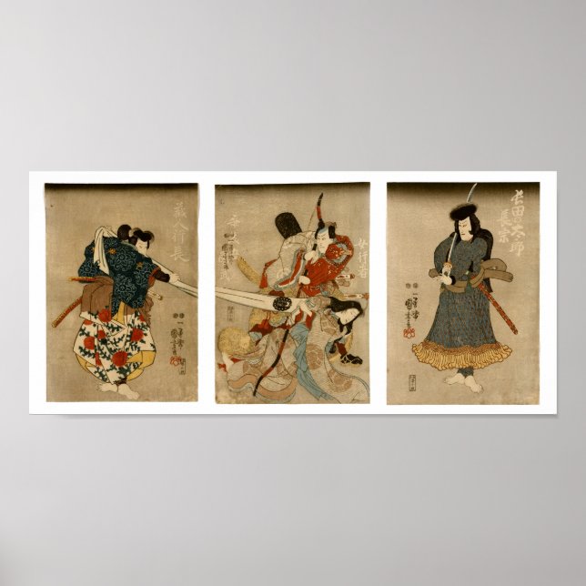 Affiches Quatre Acteurs, Kuniyoshi Art japonais (Devant)