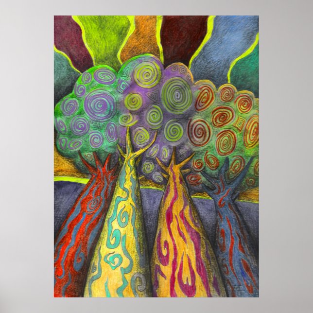 Affiches Quatre arbres (Devant)