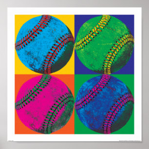Affiches Quatre base-ball dans différentes couleurs