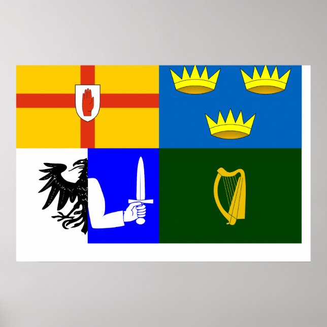 Affiches Quatre provinces, drapeau irlandais (Devant)