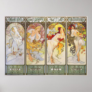 Affiches Quatre saisons par Alphonse Mucha