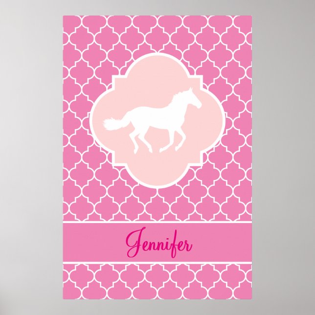 Affiches Quatrefoil rose blanc en silhouette (Devant)