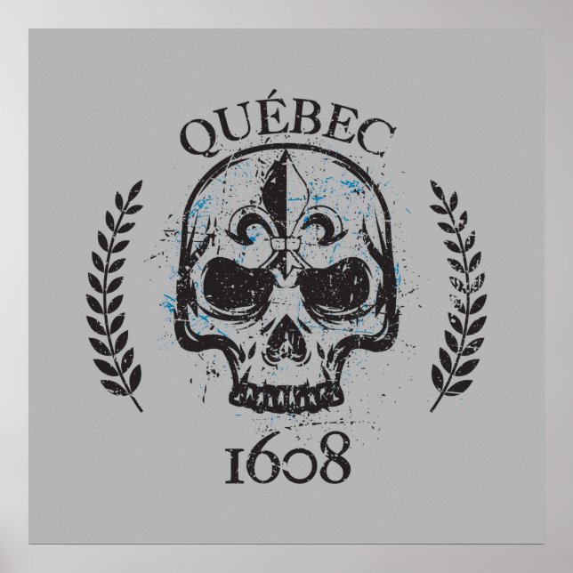 Affiches Québec 1608 grue style grunge métal 1608 (Devant)