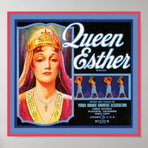 Affiches Queen Esther Étiquette Vintage Crate