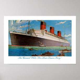 Affiches Queen Mary de la ligne blanche d'étoile de Cunard
