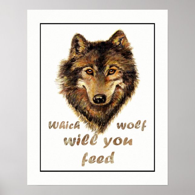 Affiches Quel loup vous nourrirez-vous ? Devis motivationne (Devant)