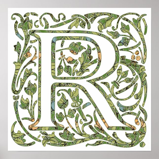 Affiches R Monogramme floral (Devant)