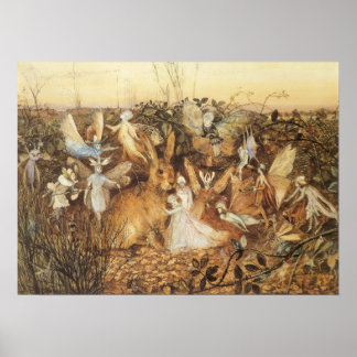 Affiches Rabbit Parmi les fées, contes de fées Vintages
