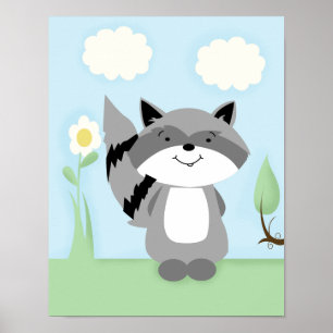 Affiches Raccoon Enchanted Forest Nursery Art Imprimer
