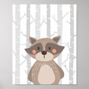 Affiches Raccoon Woodland Animal Nursery Wall Art Imprimer