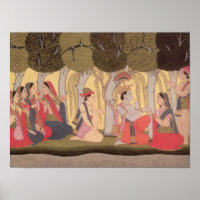 Radha et Krishna assis dans un bosquet, Kulu