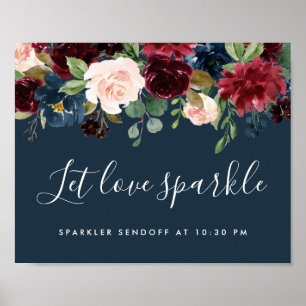 Affiches Radiant Bloom Wedding Sparkler Sendoff Sign   Navy