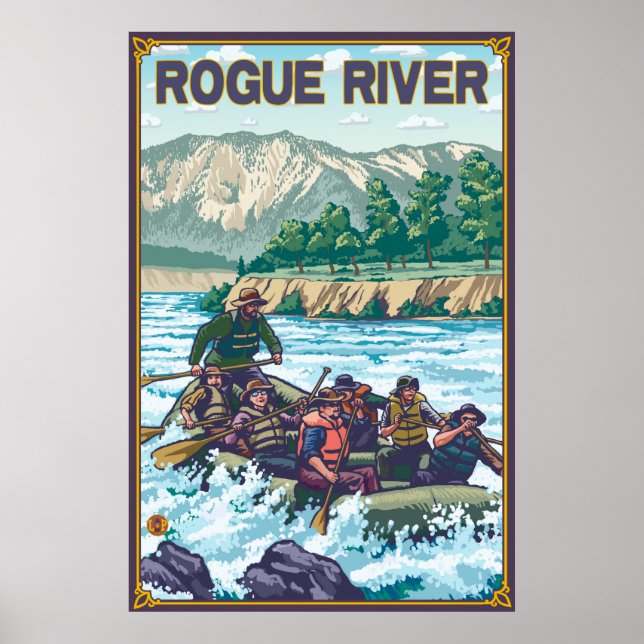 Affiches Rafting en eau blanche - Rivière Rogue, Oregon (Devant)