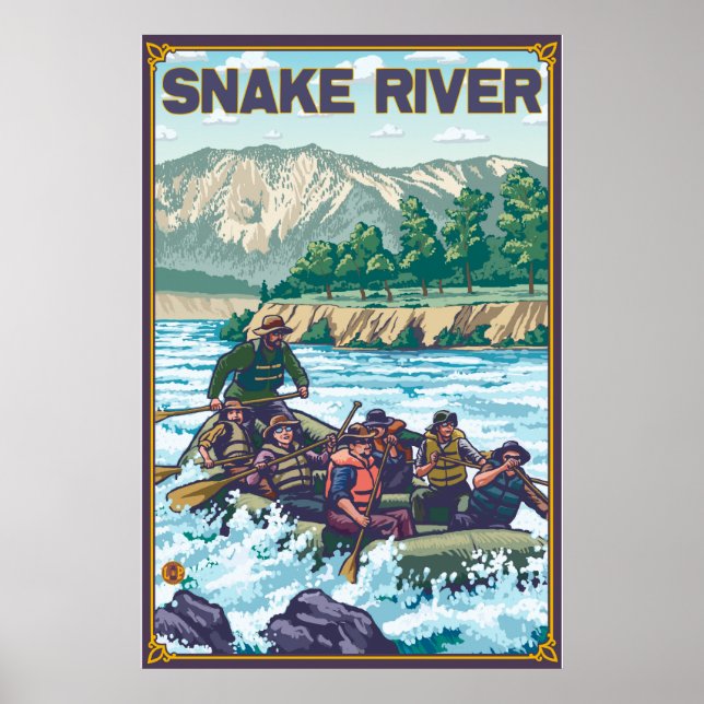 Affiches Rafting en eau blanche - rivière Snake, Idaho (Devant)