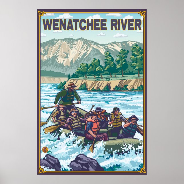 Affiches Rafting en eau blanche - Wenatchee River, WA (Devant)
