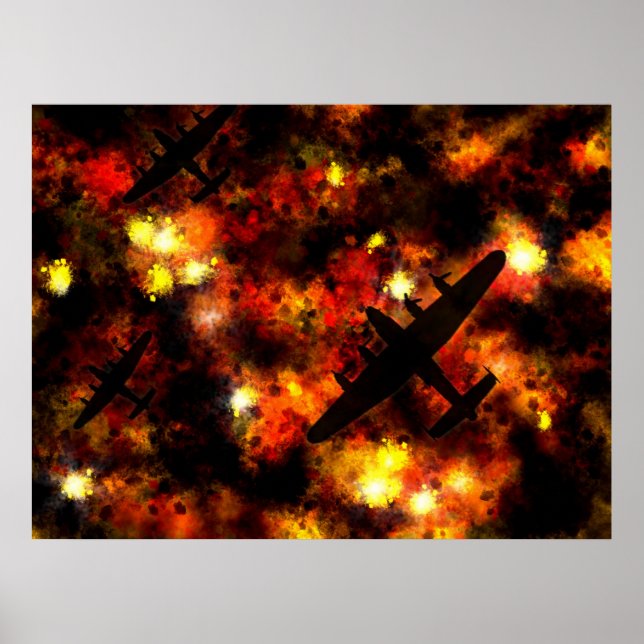 Affiches Raid nocturne de bombardier Lancaster (Devant)