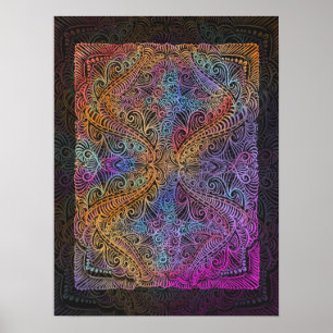 Affiches Rainbow Kaleidoscope Mandala