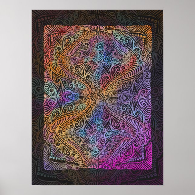 Affiches Rainbow Kaleidoscope Mandala (Devant)