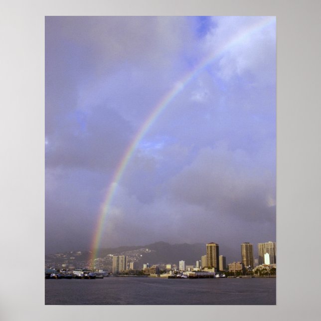 Affiches Rainbow over Honolulu, Hawaii, USA (Devant)