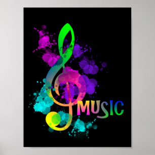 Affiches Rainbow Treble Clef Music Thème