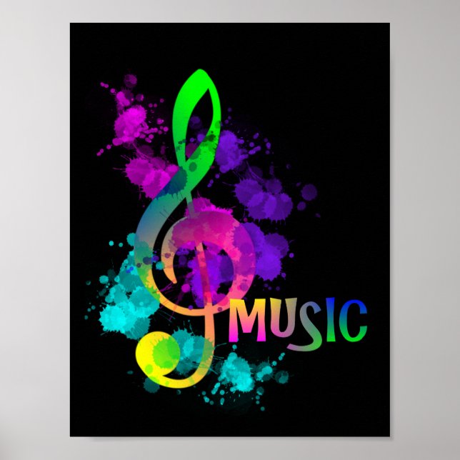 Affiches Rainbow Treble Clef Music Thème (Devant)