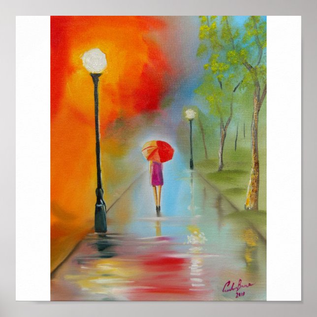 AFFICHES RAINY DAY RED UMBRELLA (Devant)