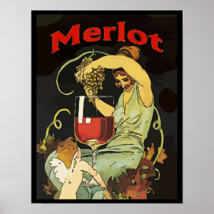 Affiches Raisins de merlot, Vin