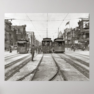 Affiches Rames de tramway de La Nouvelle-Orléans, 1907. Pho