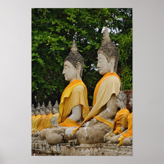 Affiches Rangée de statues de Bouddha, Wat Yai Chaya Mongko (Devant)