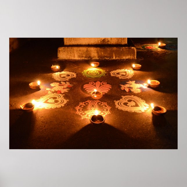 Affiches Rangoli aux bougies à Diwali (Devant)