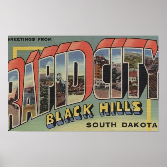Affiches Rapid City, Dakota du Sud - Scènes de grandes lett (Devant)