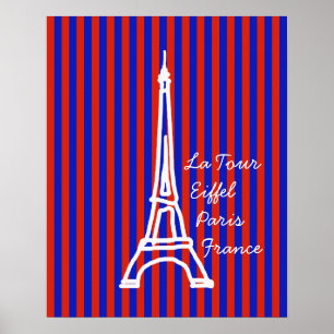 Affiches rayures bleues rouges Eiffel paris