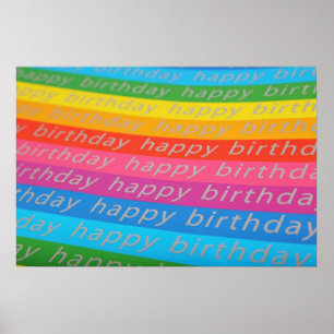 Affiches Rayures colorées de joyeux anniversaire