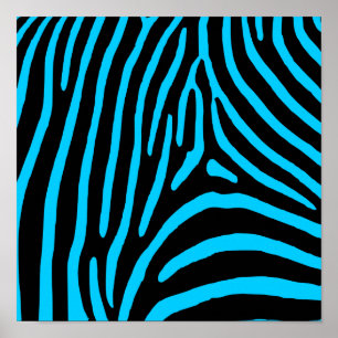 Affiches Rayures zèbre noires et aqua