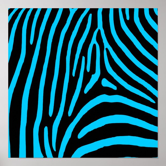 Affiches Rayures zèbre noires et aqua (Devant)