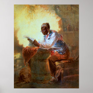 Affiches Reading Newspaper by Candlelight