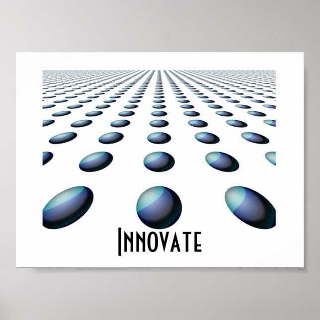 Affiches Receding Blue Patterned Balls - Innovate (Devant)