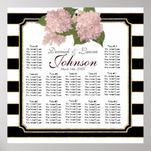 Affiches Reception Seating Chart Pink Hydrangea Modern