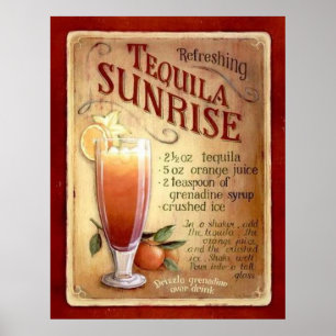 Affiches recette de lever de soleil de tequila