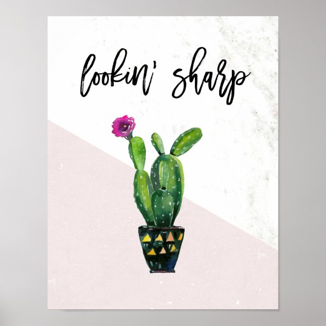 Affiches Recherche de Sharp | Marbre rose et cactus (Devant)