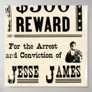 Affiches Récompense pour Jesse James
