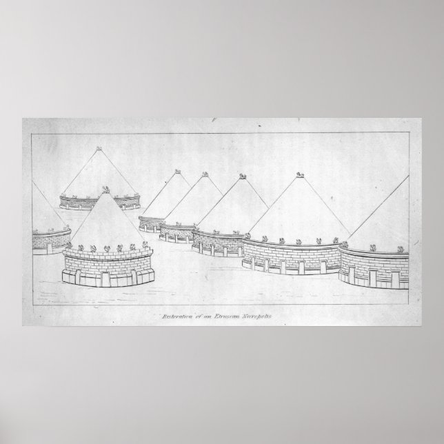 Affiches Reconstruction des tombeaux étrusques à Tarquinia (Devant)