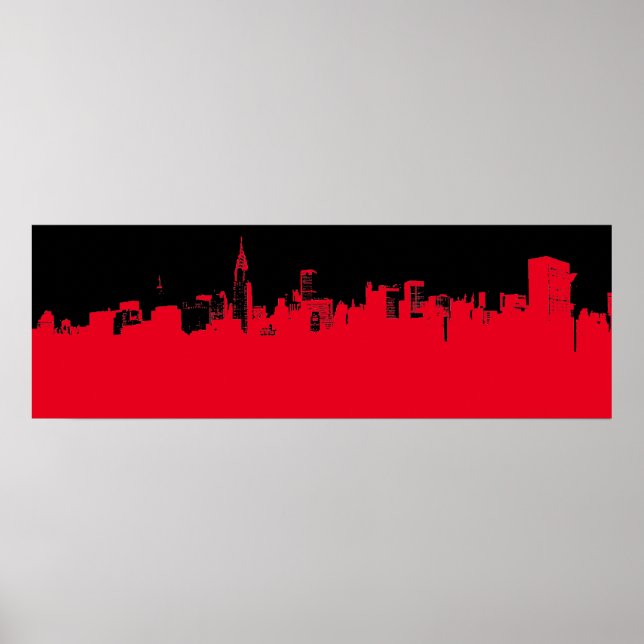 Affiches Red Black Pop Art New York City Skyline (Devant)