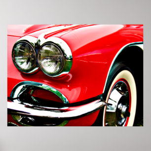 Affiches Red Corvette Headlights