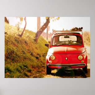 Affiches Red Fiat 500, Cinquecento, en Italie